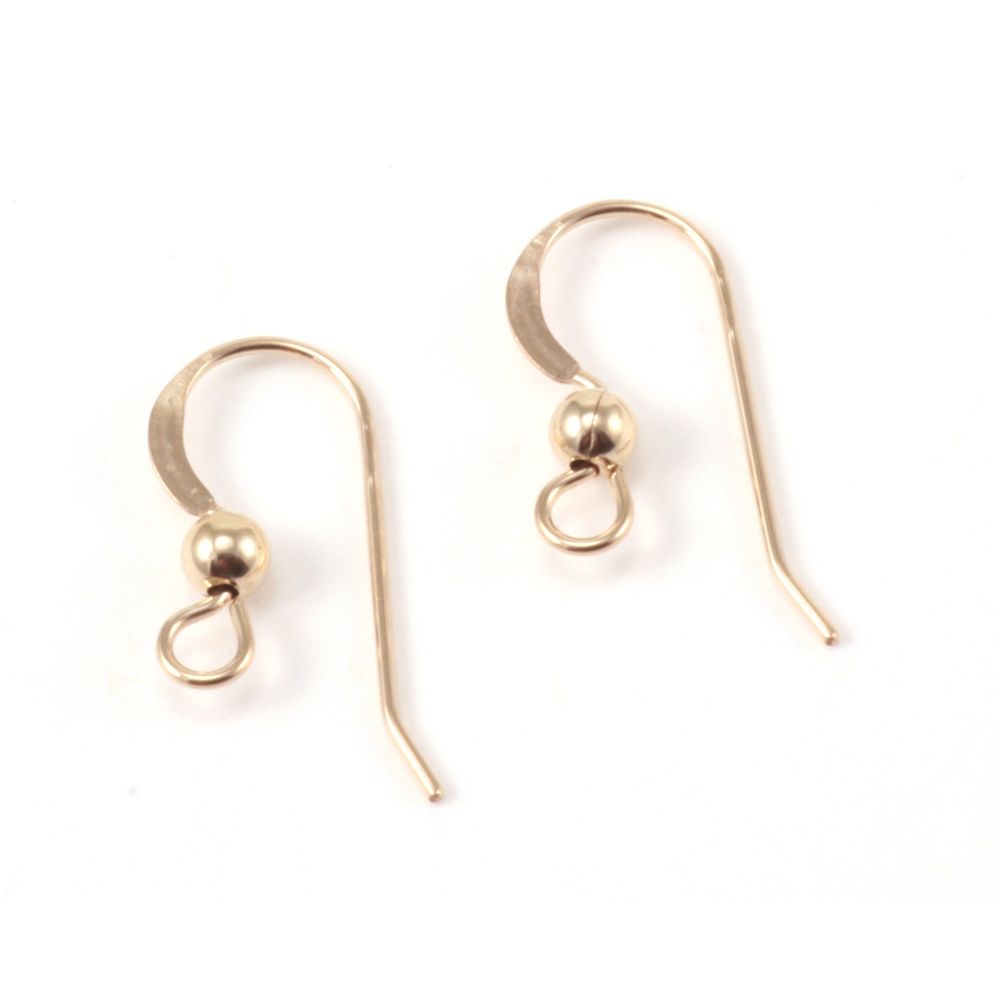 Rivets and Findings Gold Filled Flat Earwires, 3mm Ball
